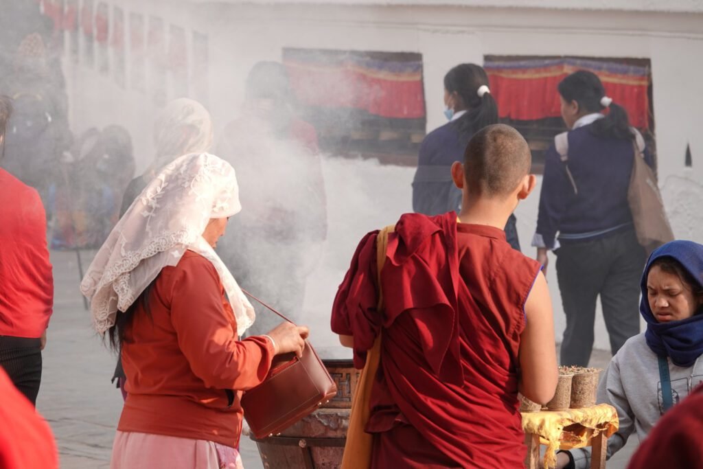 Mönch am Bodnath-Stupa