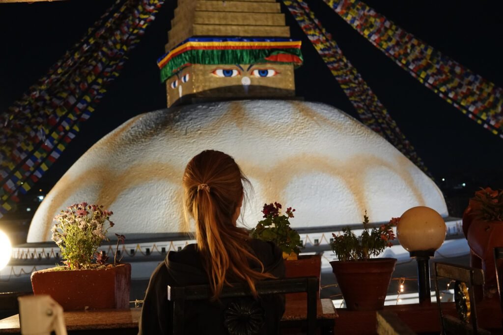 Bodnath-Stupa am Abend