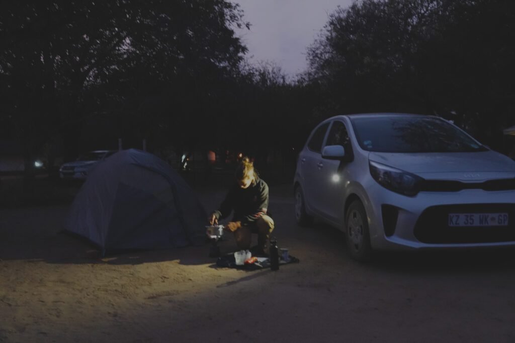 Kochen bei Sonnenuntergang