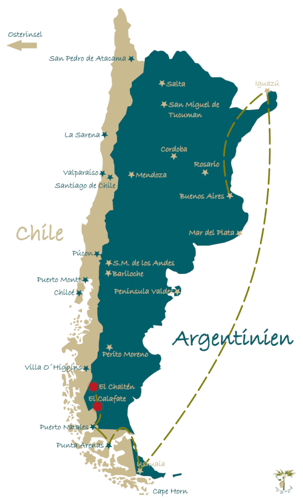 Unsere Route durch Argentinien und Chile