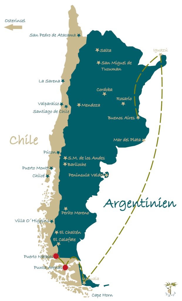 Unsere Route durch Argentinien und Chile