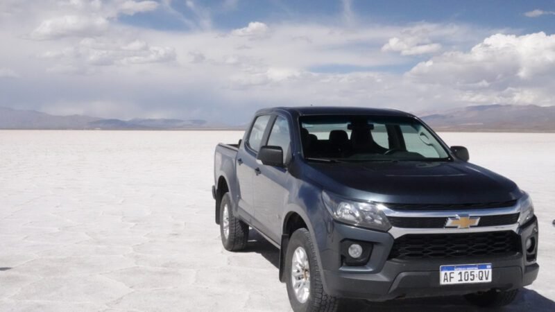 Mit unserem Pick-Up auf dem Salzsee