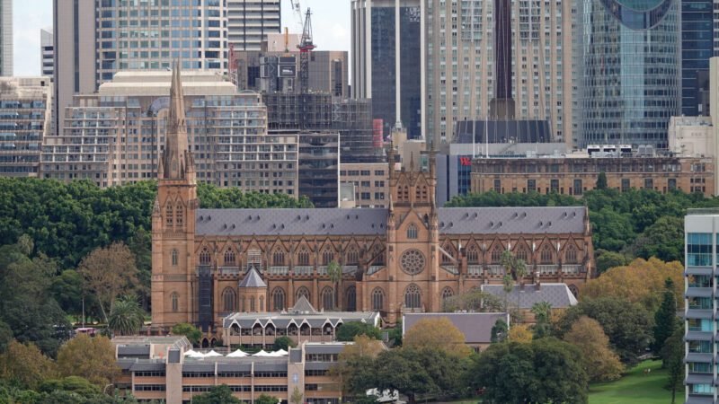 Die riesige "Saint Mary's Cathedral" wirkt klein neben all den Wolkenkratzern