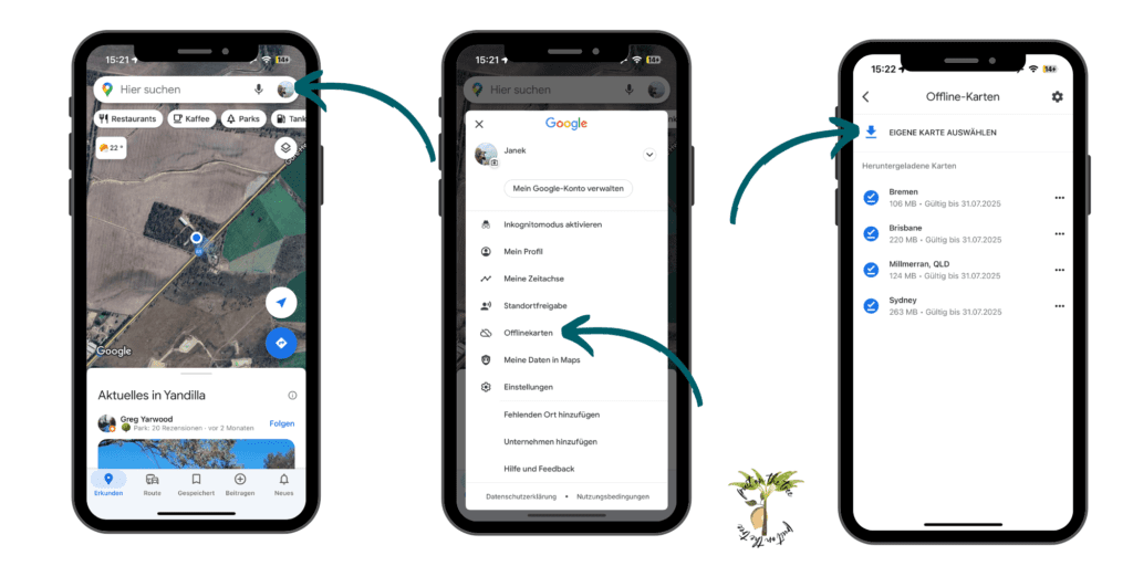 Googlemaps Offline-Karten nutzen